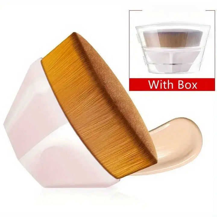 Nova Glam Essentials Kabuki Tanning Brush – Silicone Cleaning Pad & Self-Tanner Applicator
