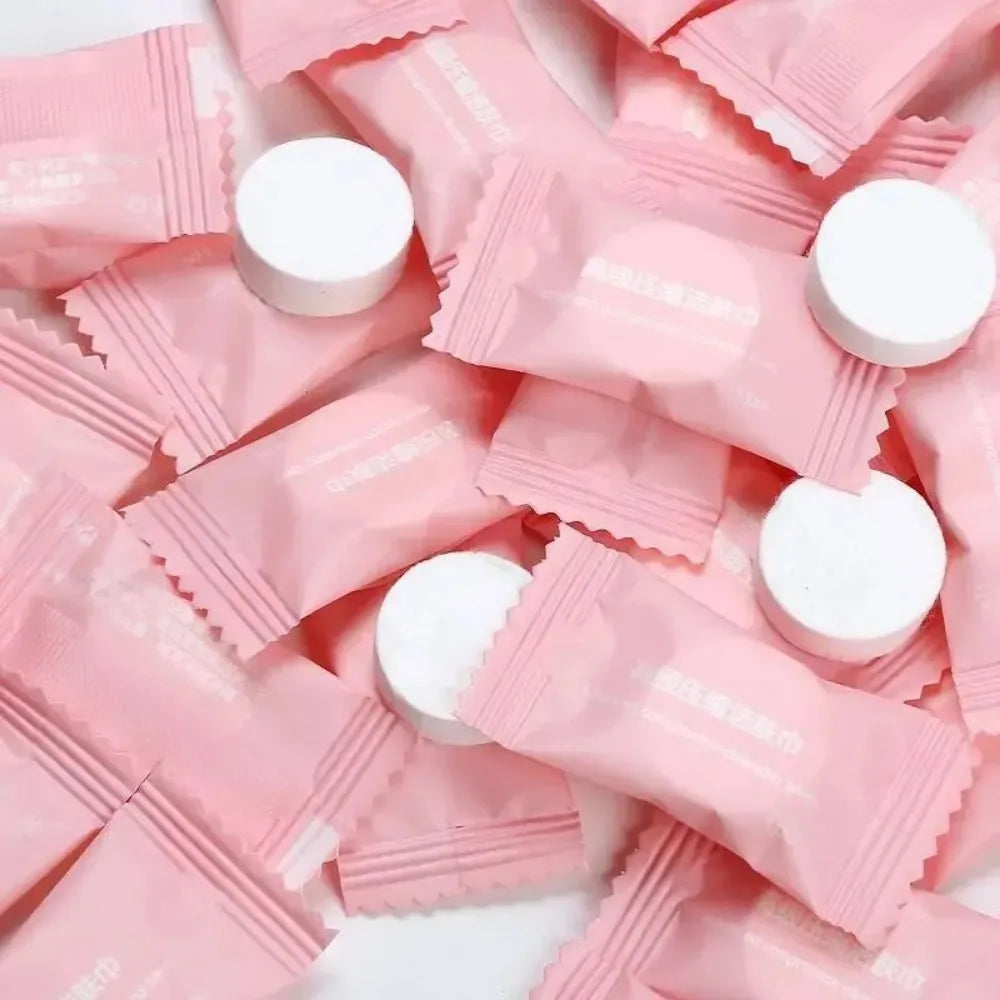 50PCS Compressed Towels Travel In Compressed Bag Suitable For Sensitive Skin Cotton Cleansing Towel Disposable Face Pack