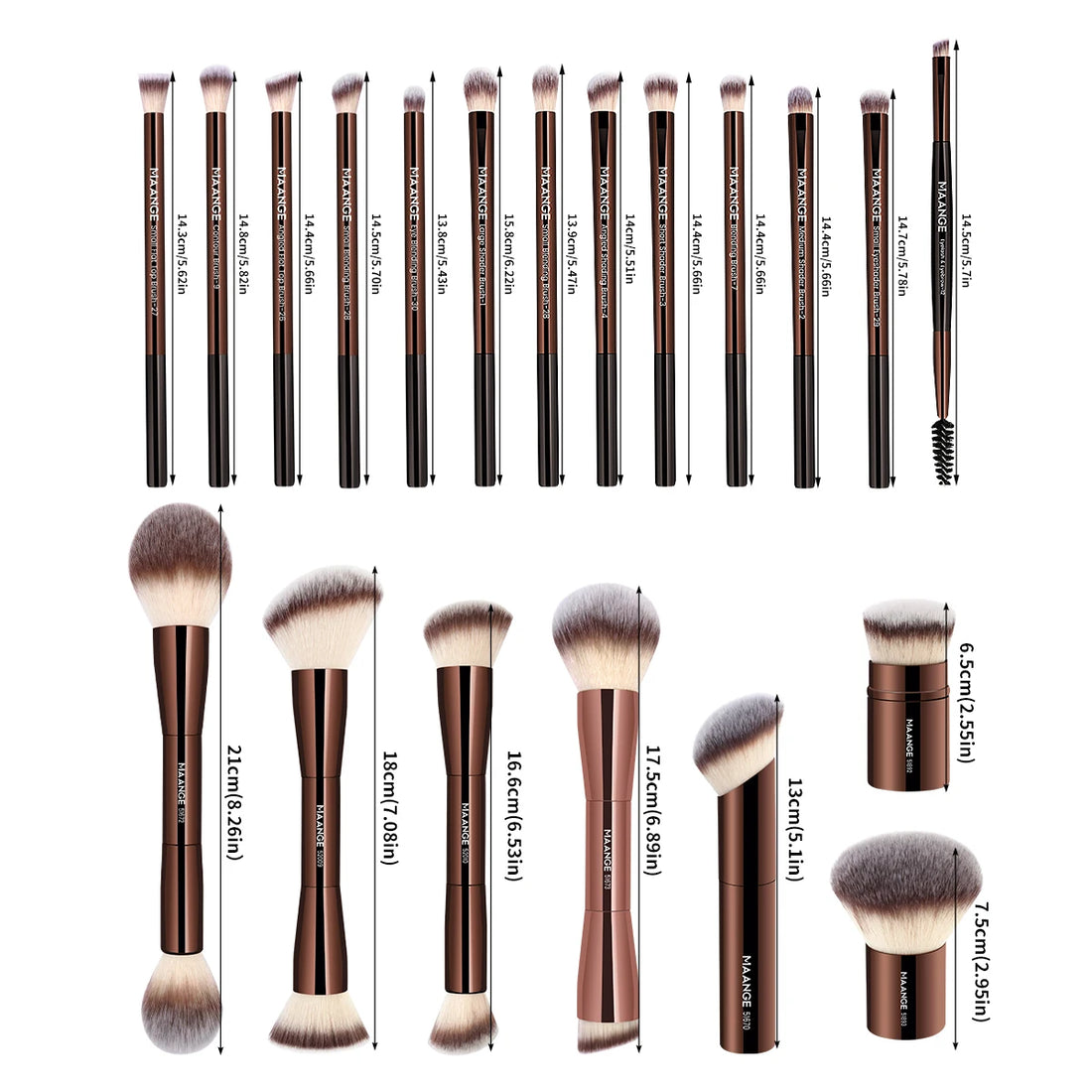 Nova Glam Essentials 20-Piece Double-Ended Brush Set – Compact Travel Makeup Kit
