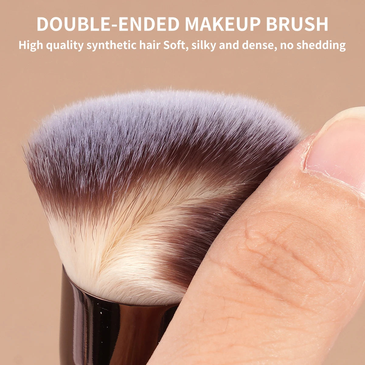Nova Glam Essentials Dual-Ended Contour & Foundation Brush – Coffee-Colored Metal Handle Design