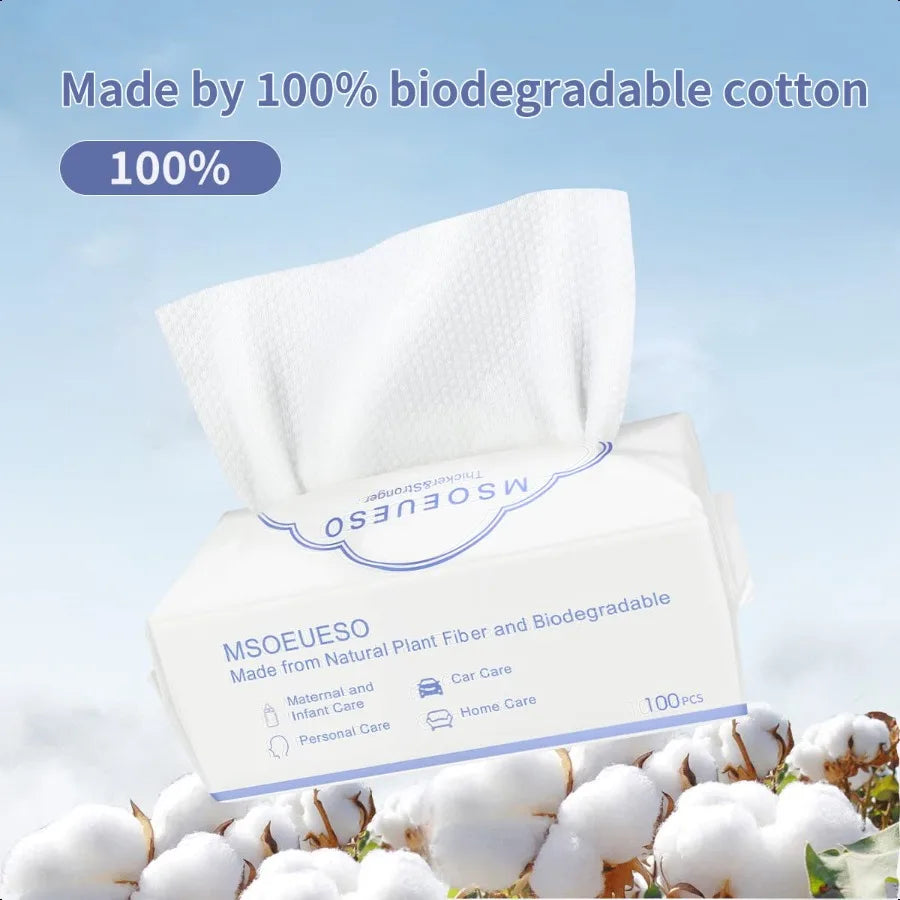 Nova Glam Essentials 100% Cotton Disposable Face Towels – Biodegradable Ultra-Soft Facial Tissues for Makeup Removal & Skincare