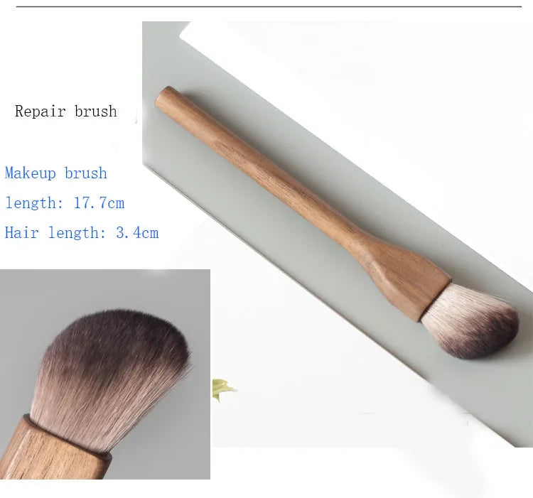 Nova Glam Essentials Retro Walnut Powder Brush – Large Soft Bristles for Powder & Blush