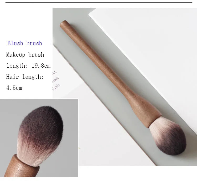 Nova Glam Essentials Retro Walnut Powder Brush – Large Soft Bristles for Powder & Blush