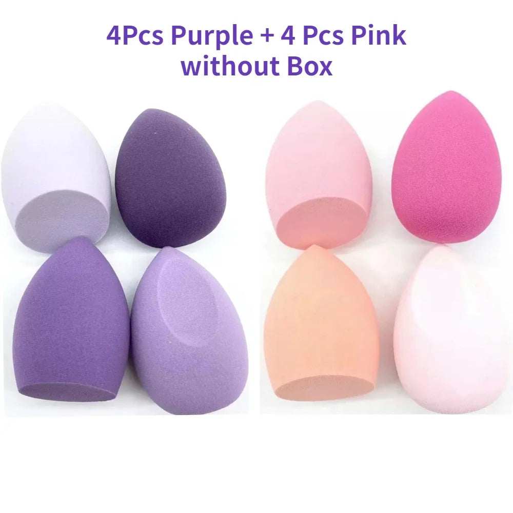 Nova Glam Essentials 8-Piece Latex Makeup Sponge Set – Purple Beauty Egg Blenders & Mini Puffs