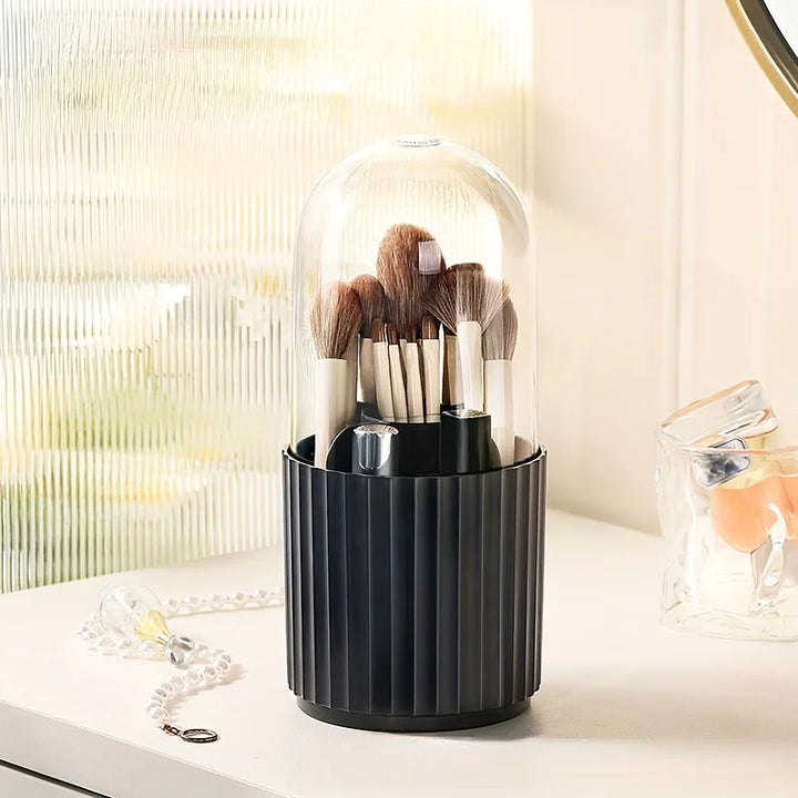 Nova Glam Essentials Rotating Makeup Brush Organizer – Acrylic Cylinder with Dustproof Lid