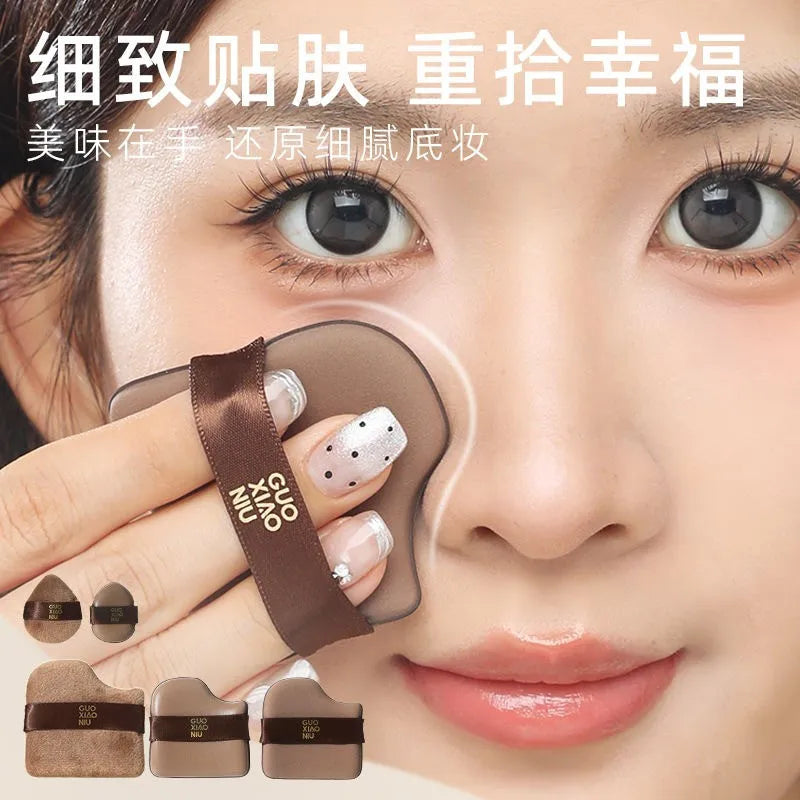 Nova Glam Essentials 6-Piece Makeup Blender Set – Chocolate Biscuit Design Sponges for Air Cushion & Powder