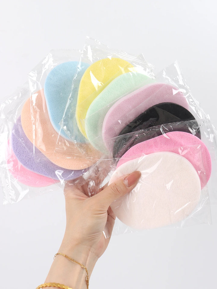 Nova Glam Essentials 10-Pack Reusable Facial Sponges – Colorful Polyurethane Exfoliating Pads for Makeup Removal & Deep Cleansing