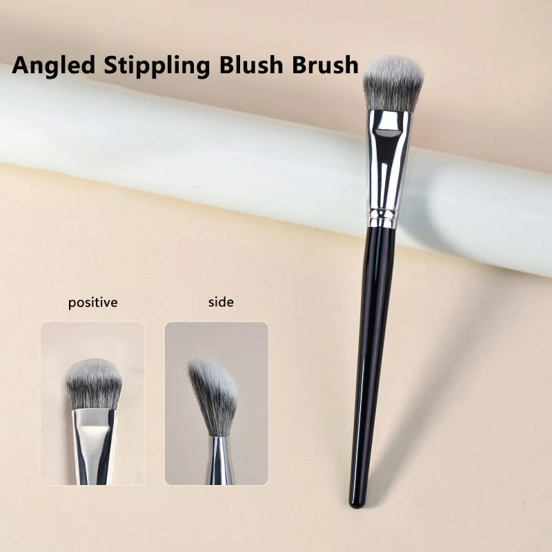 Nova Glam Essentials Dual-Ended Blush Brush - Precision Angled & Mini Powder Brush for Contour, Highlight & Blush