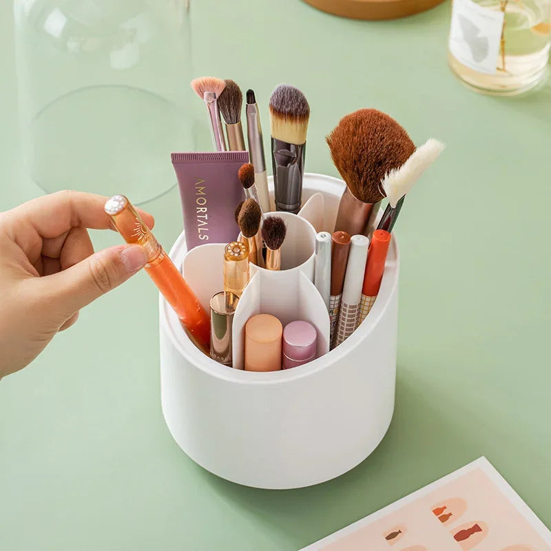 Nova Glam Essentials 360° Rotating Makeup Organizer – 7-Grid Desktop Storage for Brushes, Lipstick, Eyebrow Pens & Eyeshadow