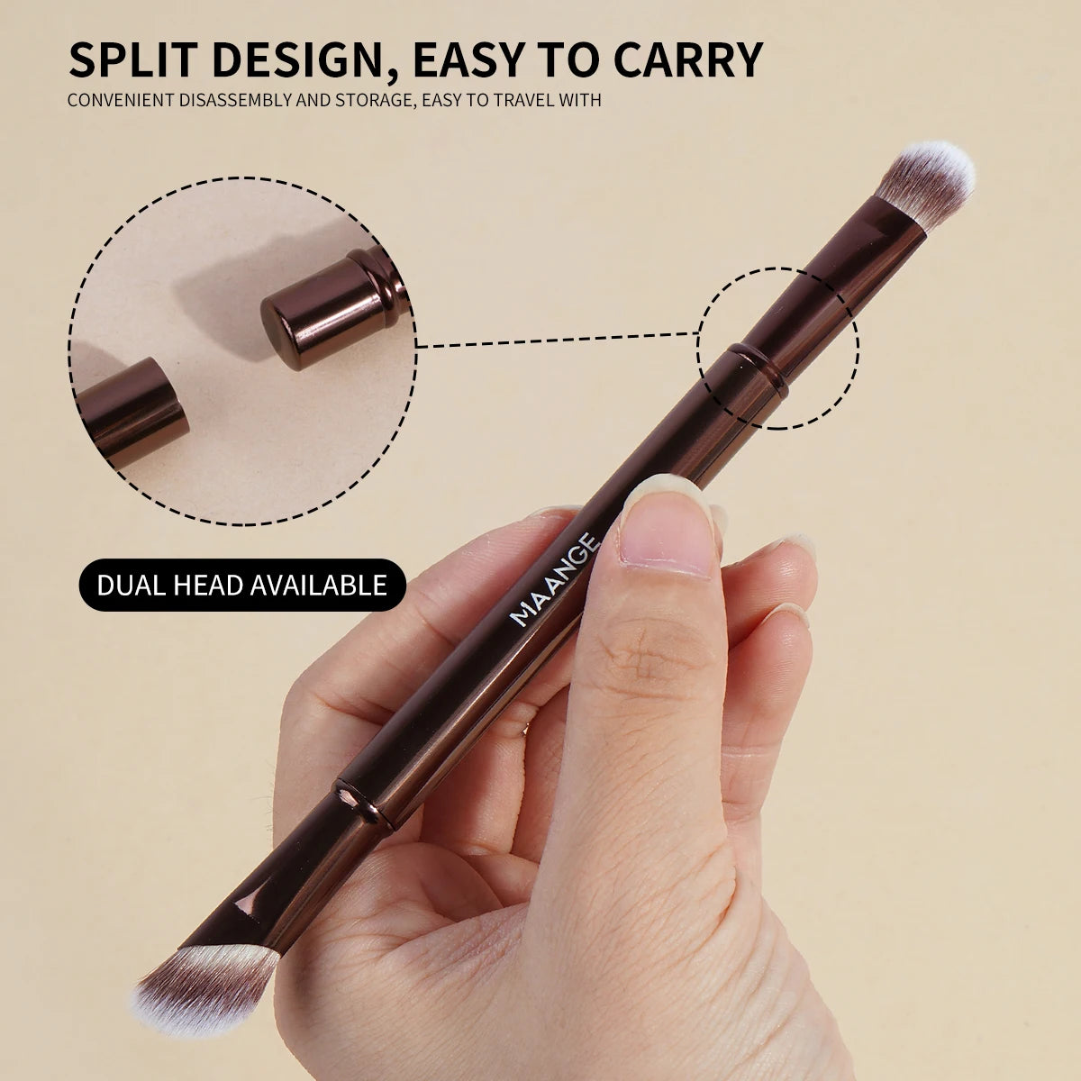 Nova Glam Essentials 6-Piece Detachable Travel Brush Set – Compact Metal Handle Design