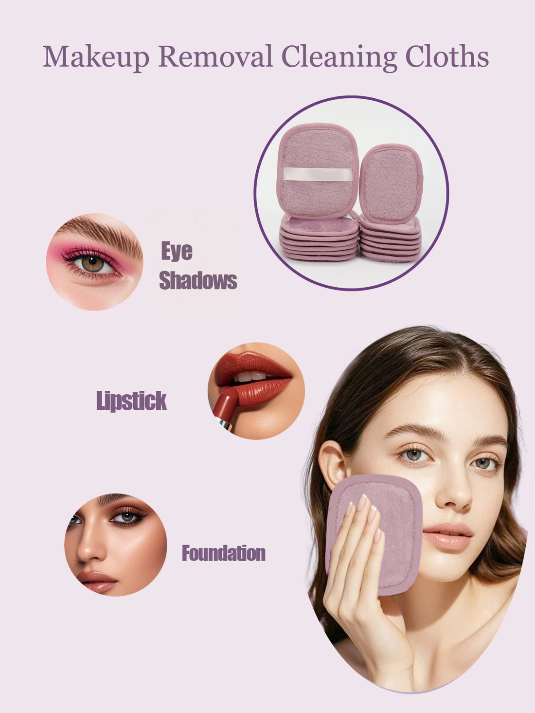 Nova Glam Essentials Reusable Makeup Remover Set – 7/14-Pack Polyurethane Pads + Mesh Laundry Bag