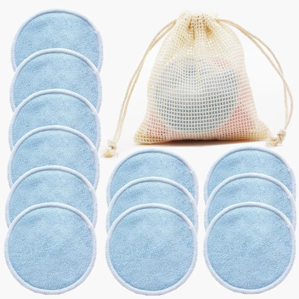 Nova Glam Essentials 12-Pack Reusable Bamboo Makeup Remover Pads – Eco-Friendly 8cm (3.15") Washable Facial Rounds for Nursing, Skincare & Makeup Removal