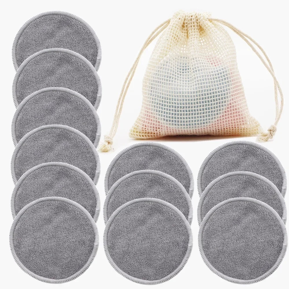 Nova Glam Essentials 12-Pack Reusable Bamboo Makeup Remover Pads – Eco-Friendly 8cm (3.15") Washable Facial Rounds for Nursing, Skincare & Makeup Removal