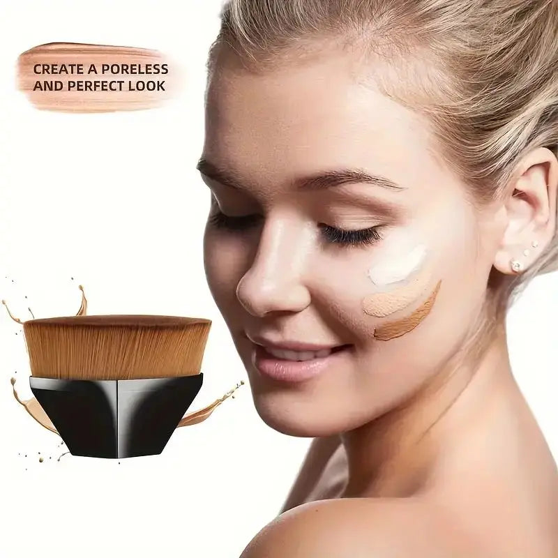 Nova Glam Essentials Kabuki Tanning Brush – Silicone Cleaning Pad & Self-Tanner Applicator
