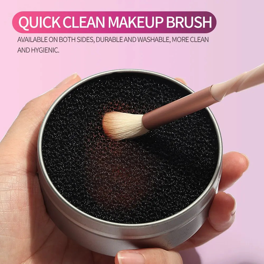 Nova Glam Essentials Portable Makeup Brush Cleaner Sponge – Quick-Dry Color Removal Case for Eyeshadow & Cosmetic Brushes
