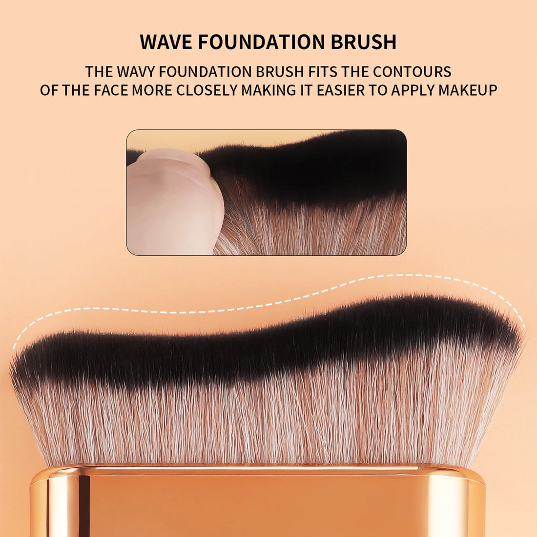 Nova Glam Essentials Wave Foundation Brush – Ergonomic Wavy Design for Streak-Free Blending
