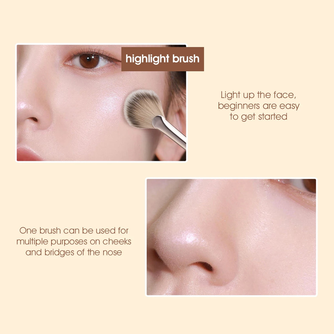 Nova Glam Essentials Blush Brush – Wool Fiber for Highlight & Powder Application