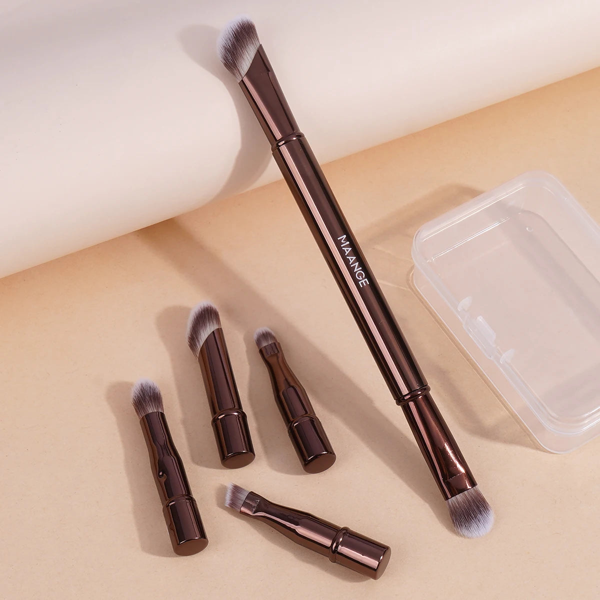 Nova Glam Essentials 6-Piece Detachable Travel Brush Set – Compact Metal Handle Design