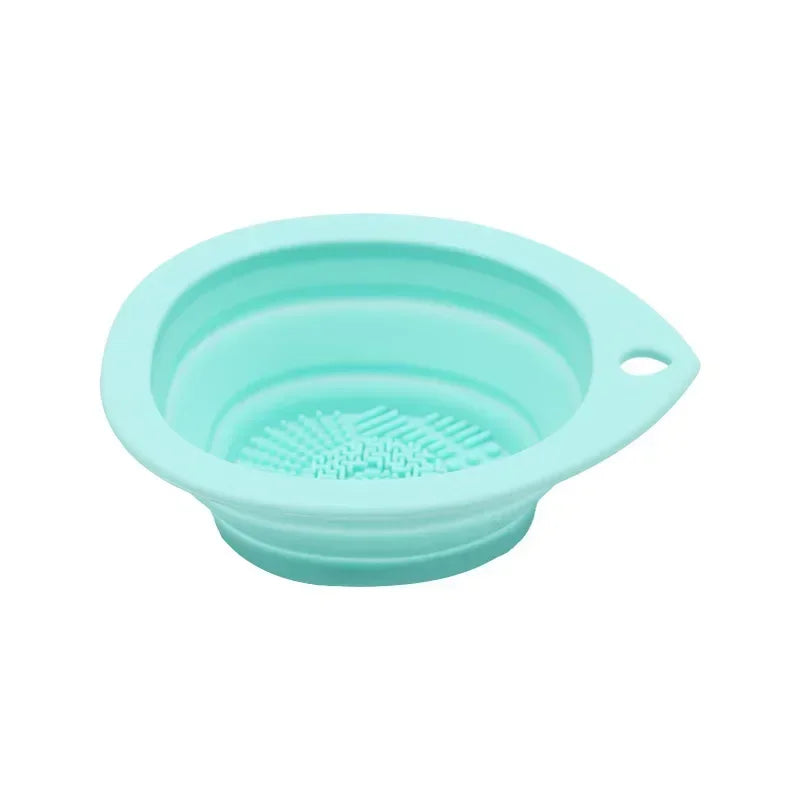 Nova Glam Essentials electric brush cleaner washing 5 brushes simultaneously in clear bowl