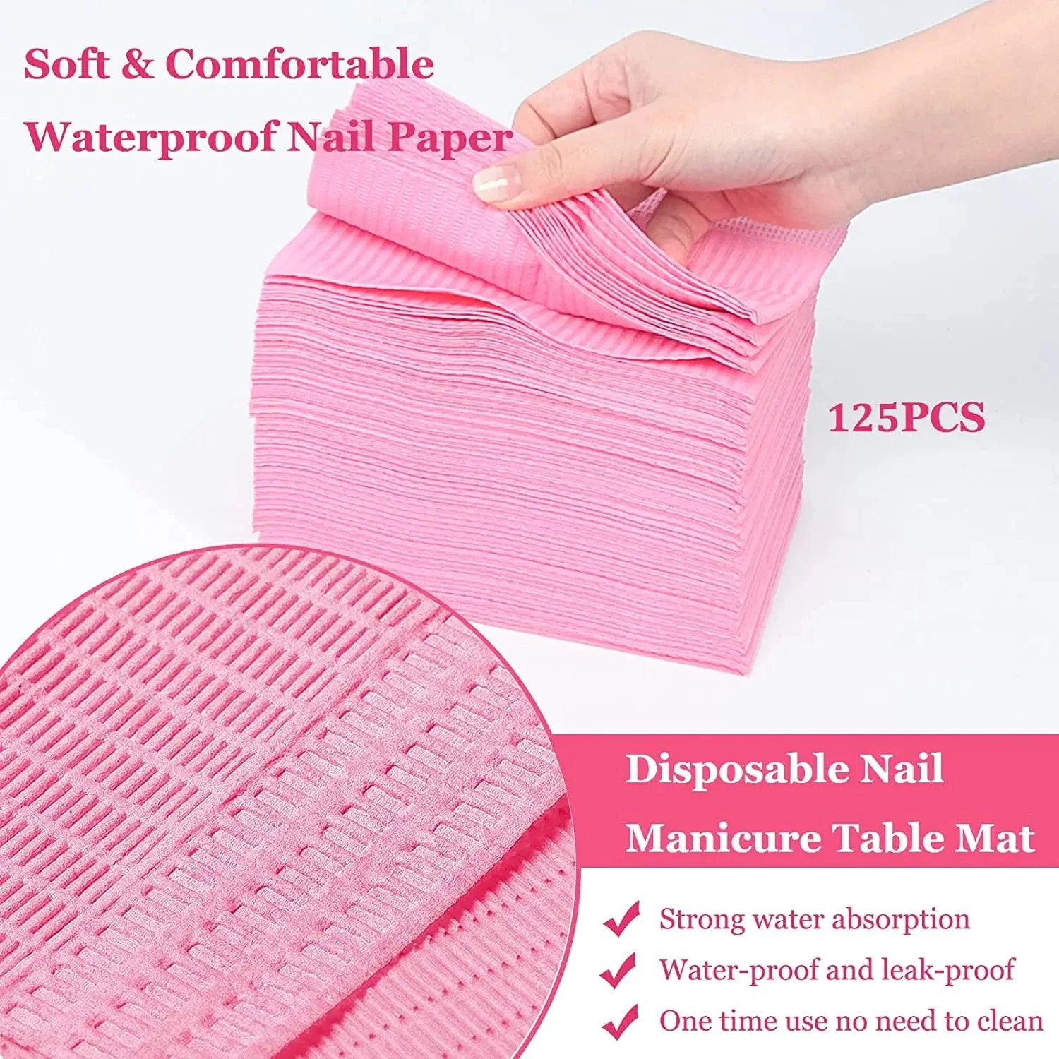 Nova Glam Essentials Disposable Nail Table Mats – 5/20-Pack Waterproof 3-Ply Manicure Paper