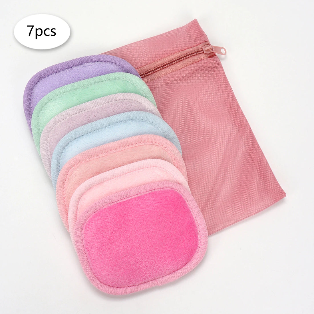 Nova Glam Essentials Reusable Makeup Remover Set – 7/14-Pack Polyurethane Pads + Mesh Laundry Bag
