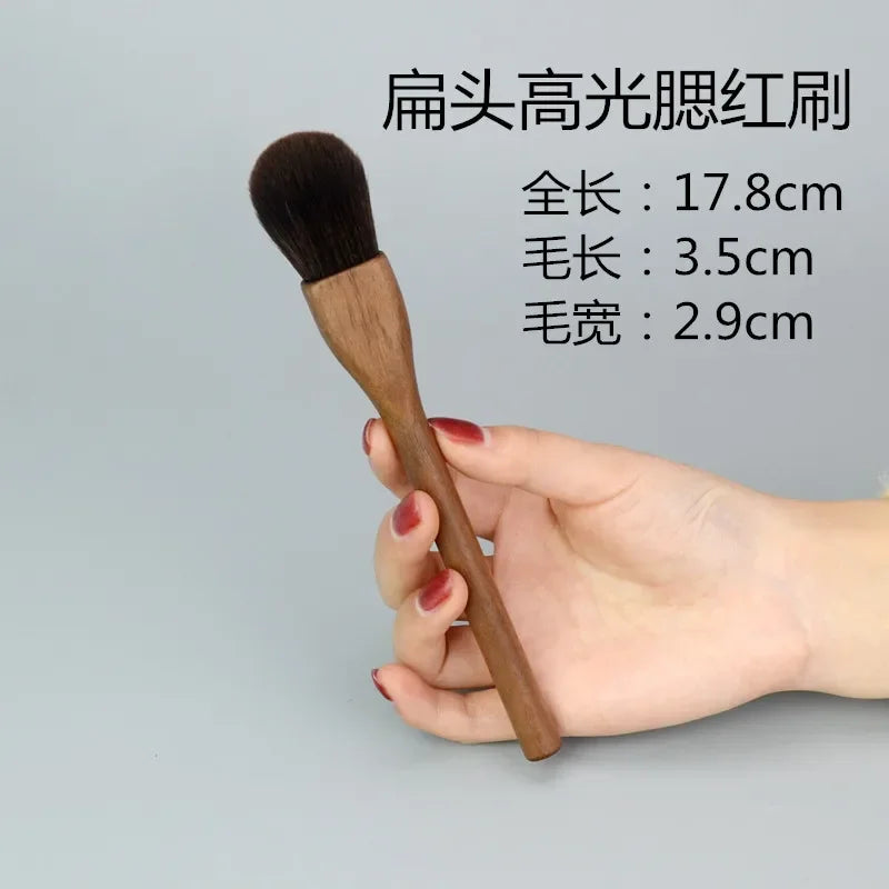 Nova Glam Essentials Big Soft Powder Brush – Walnut Wood Handle & Fluffy Synthetic Bristles