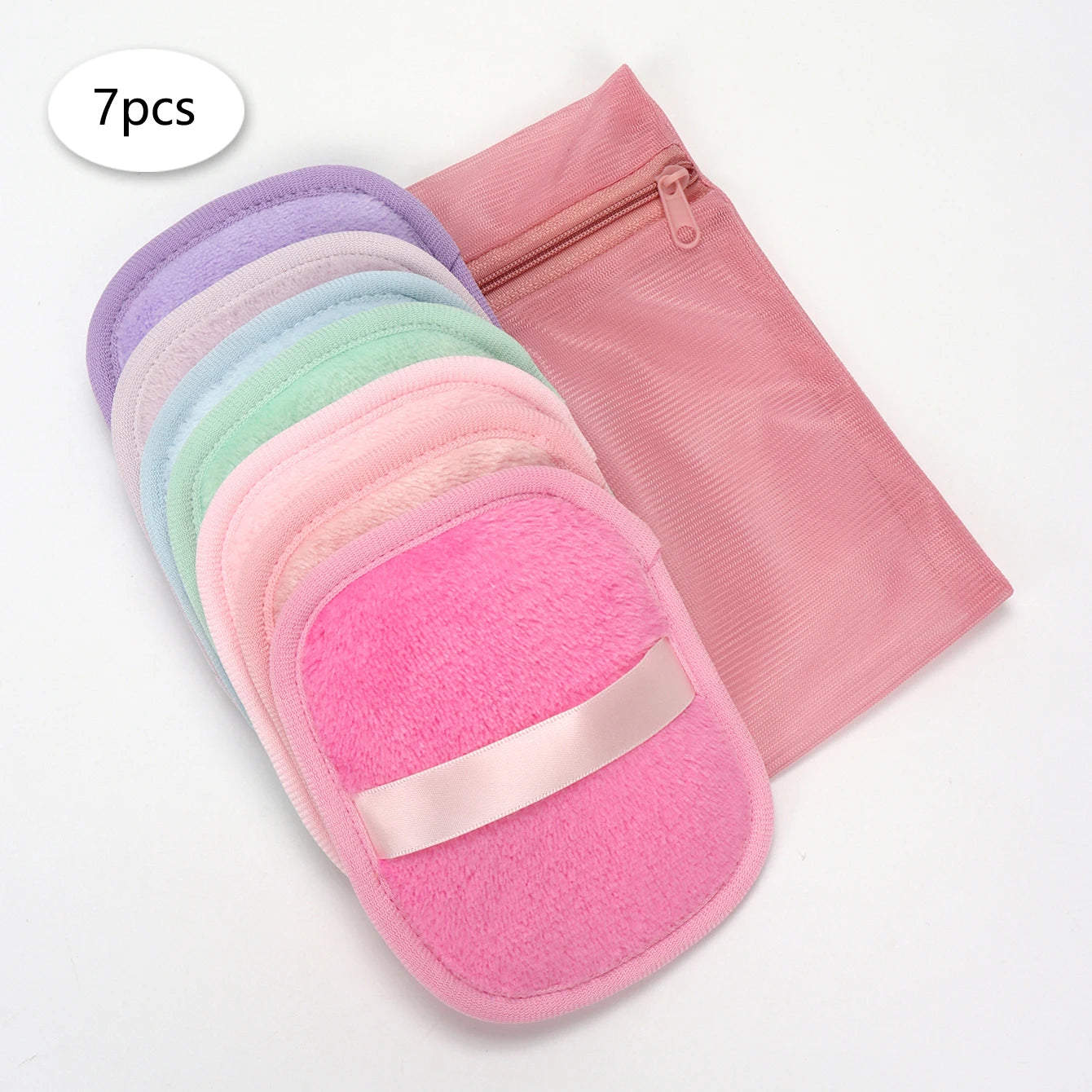 Nova Glam Essentials Reusable Makeup Remover Set – 7/14-Pack Polyurethane Pads + Mesh Laundry Bag