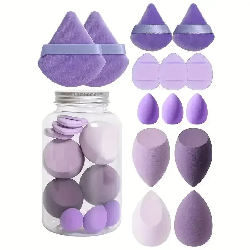 Nova Glam Essentials 14-Piece Makeup Sponge Set – Beauty Egg Blenders & Mini Finger Puffs