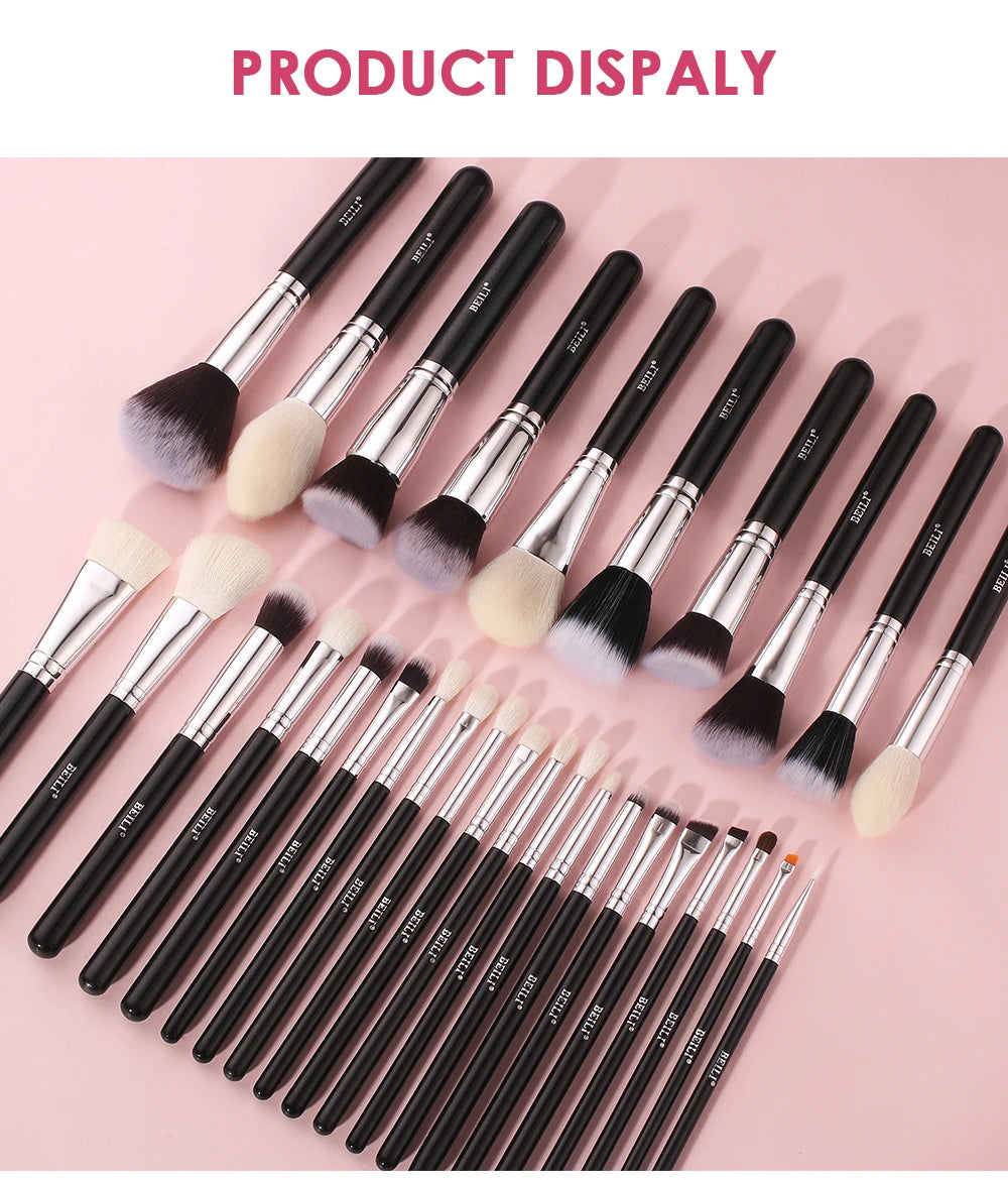 Ultra-Soft Goat Hair Makeup Brushes – Hypoallergenic & Sensitive Skin Friendly”