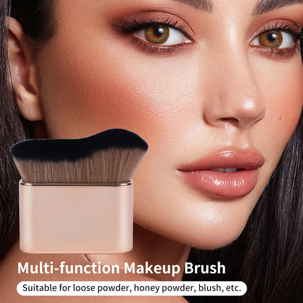 Nova Glam Essentials Pro Kabuki Brush – Gold/Rose Gold Contour & Self-Tanner Applicator