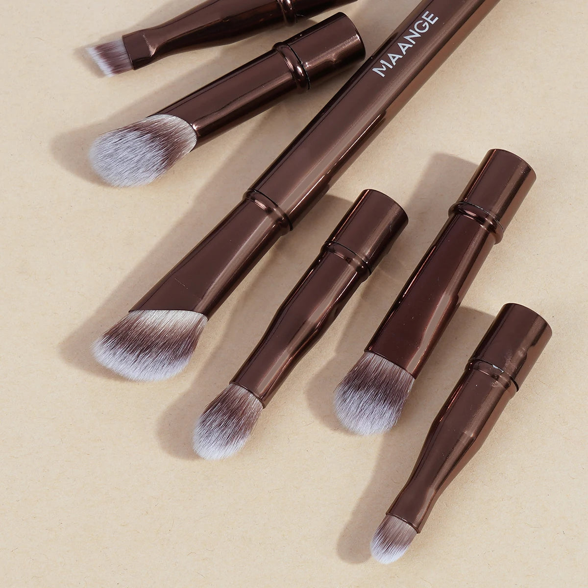 Nova Glam Essentials 6-Piece Detachable Travel Brush Set – Compact Metal Handle Design
