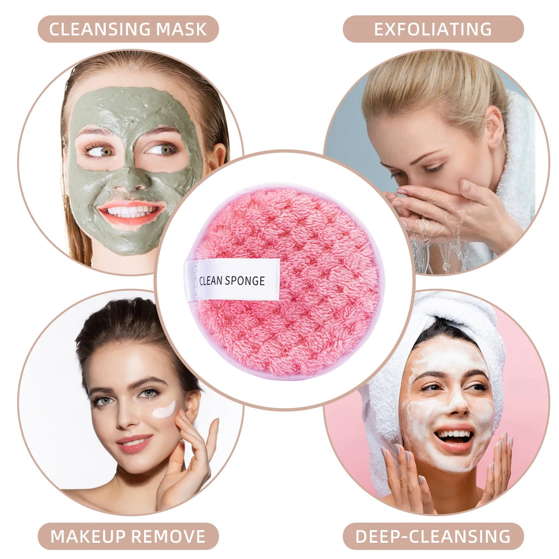 Nova Glam Essentials 4-Pack Reusable Microfiber Makeup Remover Pads – Water-Activated Magic Cleansing Cloths for Waterproof Makeup & Skincare