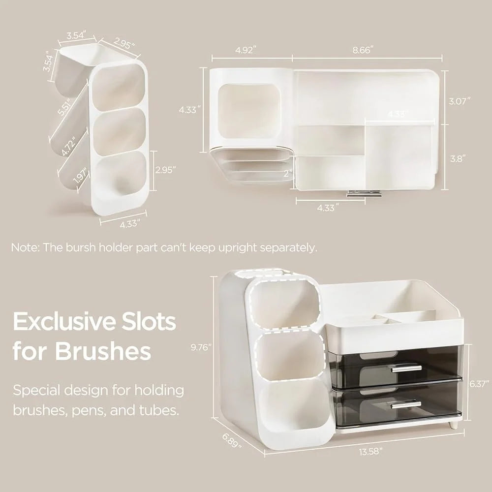 Nova Glam Essentials Large Capacity Organizer – White PE Storage with Drawers & Compartments