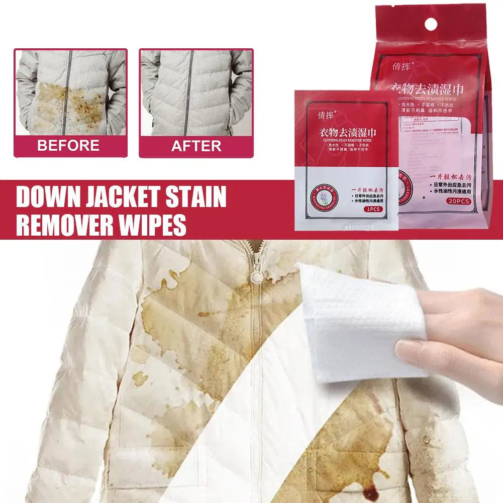 Nova Glam Essentials Individually Wrapped Stain Remover Wipes – 20-Pack Travel-Sized Clothes & Jacket Cleaners