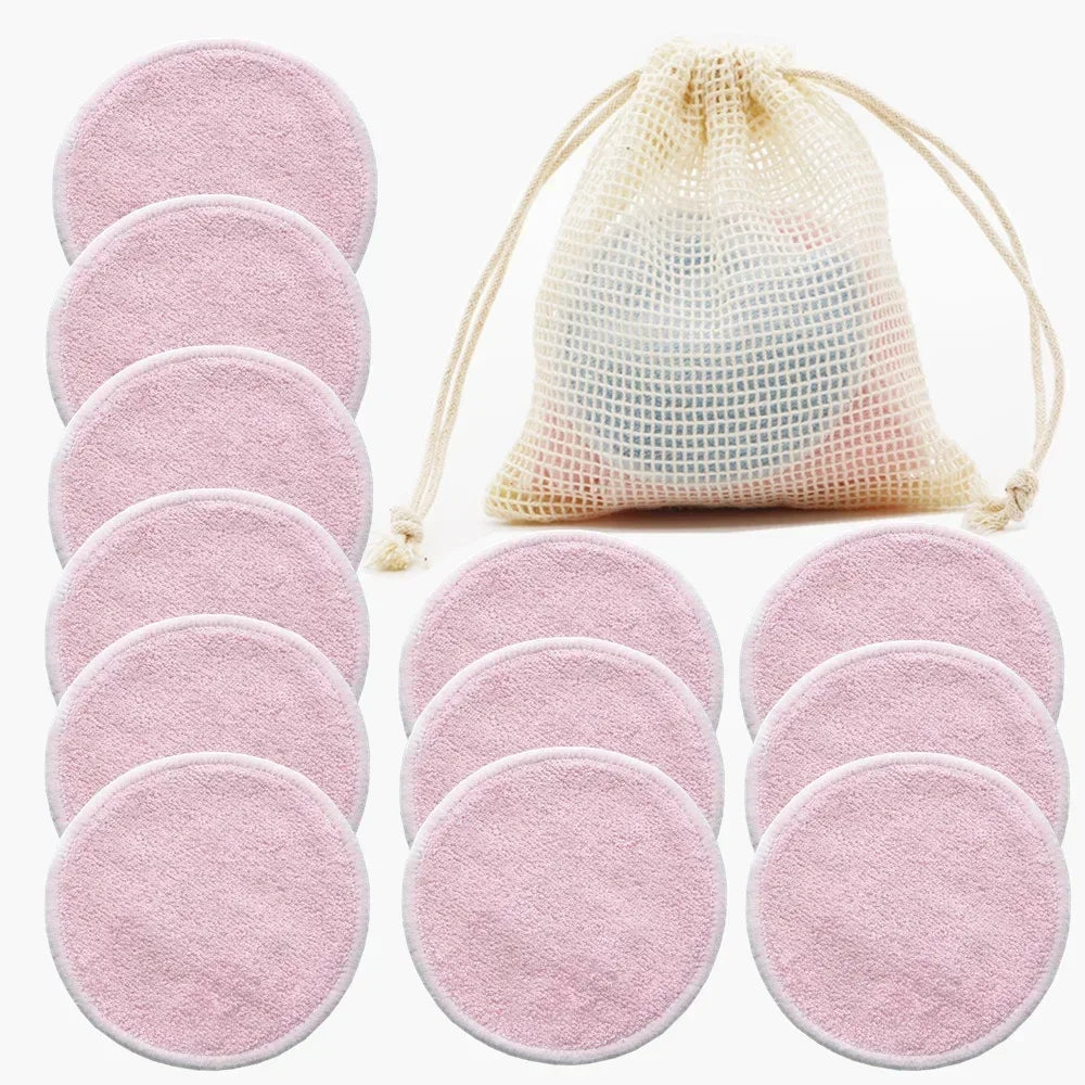 Nova Glam Essentials 12-Pack Reusable Bamboo Makeup Remover Pads – Eco-Friendly 8cm (3.15") Washable Facial Rounds for Nursing, Skincare & Makeup Removal