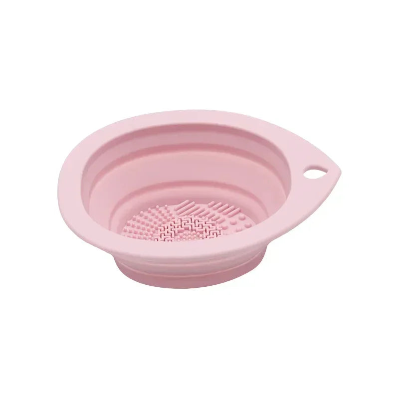 Nova Glam Essentials electric brush cleaner washing 5 brushes simultaneously in clear bowl