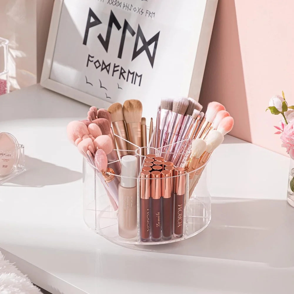 Nova Glam Essentials 360° rotating acrylic makeup organizer with 8 compartments