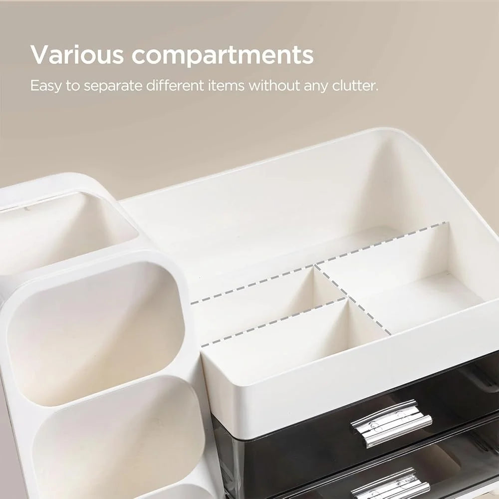 Nova Glam Essentials Large Capacity Organizer – White PE Storage with Drawers & Compartments
