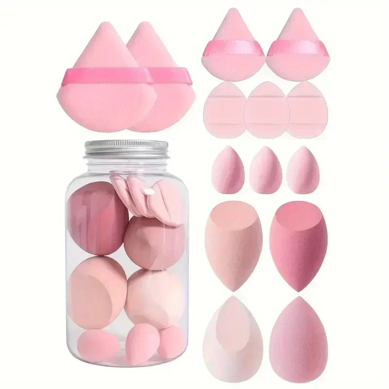 Nova Glam Essentials 14-Piece Makeup Sponge Set – Beauty Egg Blenders & Mini Finger Puffs