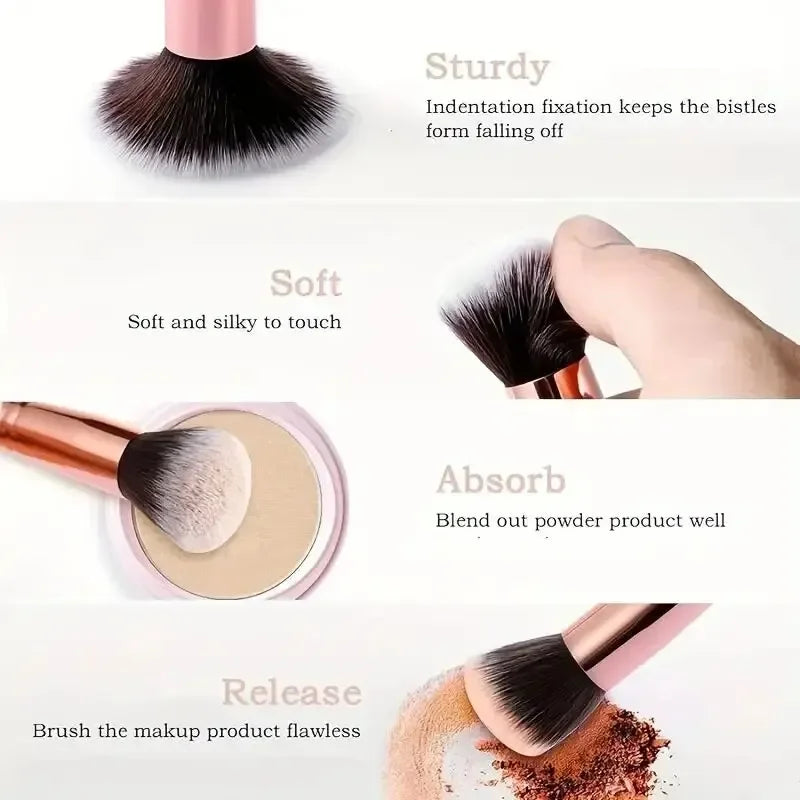 Nova Glam Essentials 10-Piece Marble Brush Set – Vegan Synthetic Kabuki & Eyeshadow Brushes