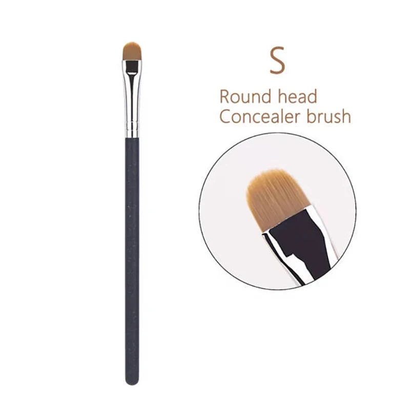 Nova Glam Essentials 4-Size Ultra-Thin Foundation Brush Set – Flat Round Liquid/Cream Concealer & Contour Makeup Tools