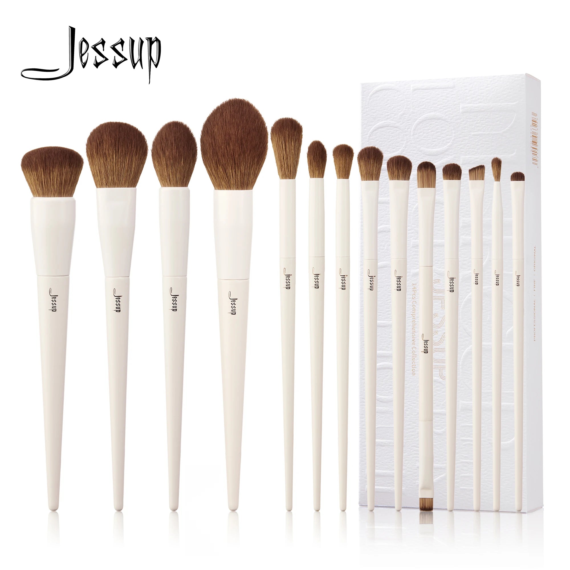 Nova Glam Essentials 14-Piece Vegan Makeup Brush Set – Professional Synthetic & Wood Handle Brushes for Foundation, Contour, Eyeshadow & More (T329)
