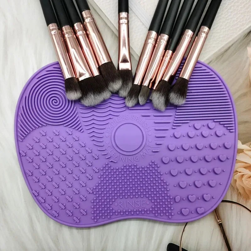 Nova Glam Essentials colorful silicone brush cleaner pad removing foundation from makeup brushes