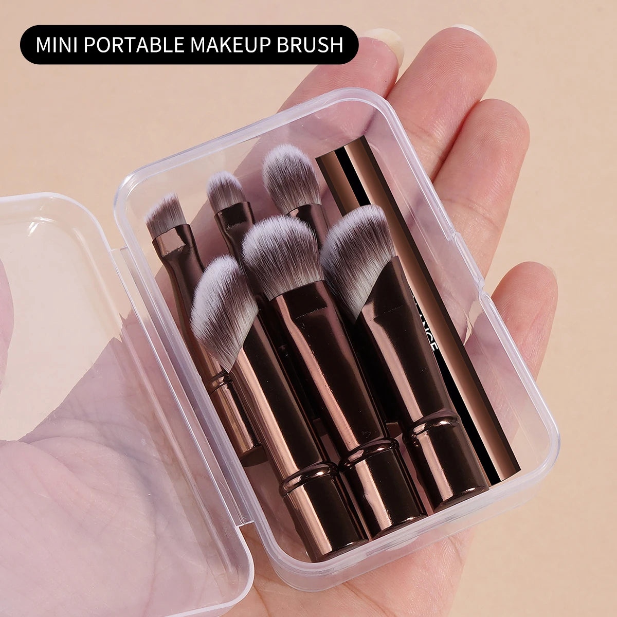 Nova Glam Essentials 6-Piece Detachable Travel Brush Set – Compact Metal Handle Design