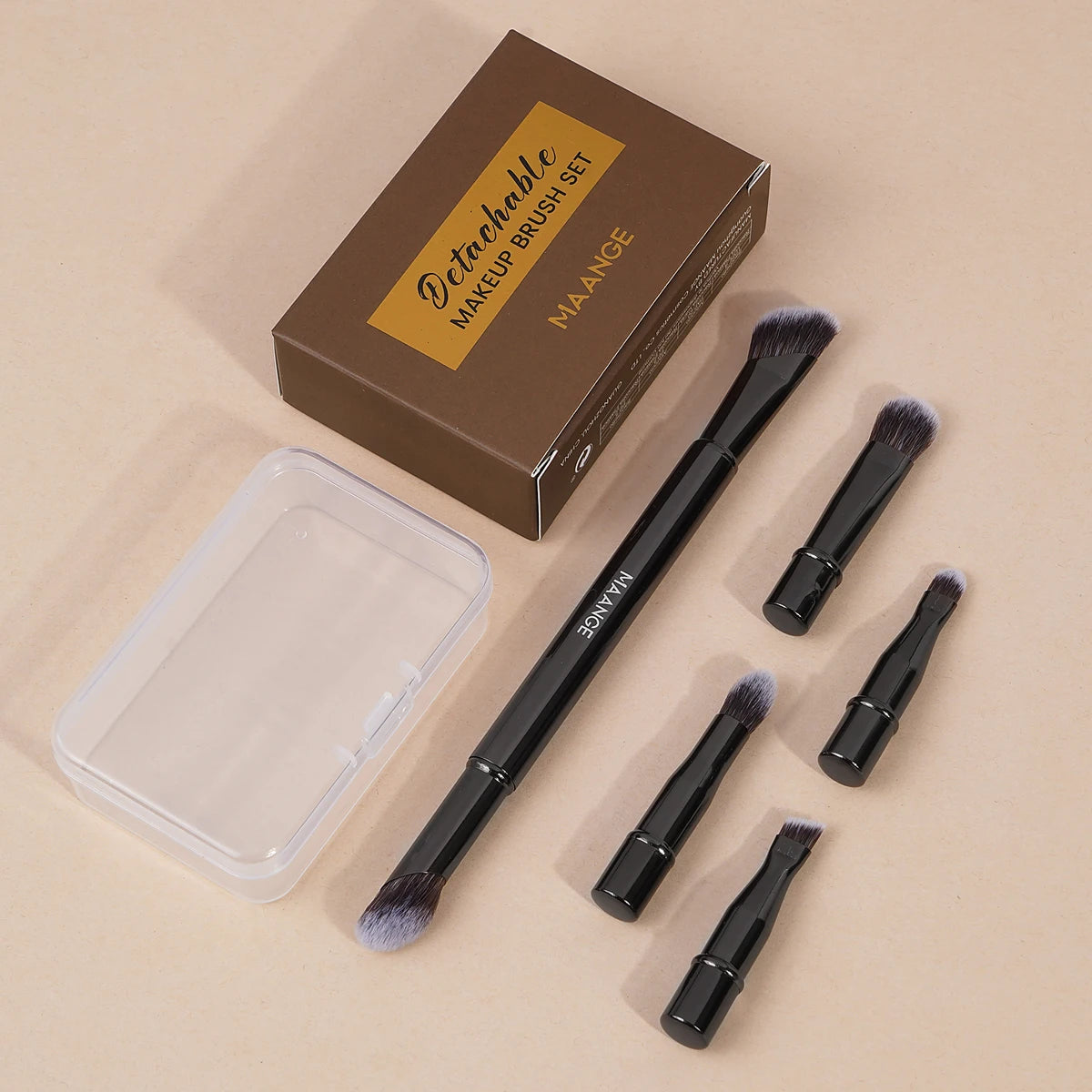 Nova Glam Essentials 6-Piece Detachable Travel Brush Set – Compact Metal Handle Design