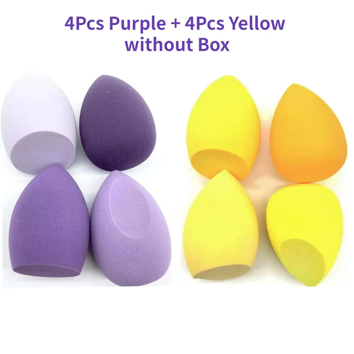 Nova Glam Essentials 8-Piece Latex Makeup Sponge Set – Purple Beauty Egg Blenders & Mini Puffs