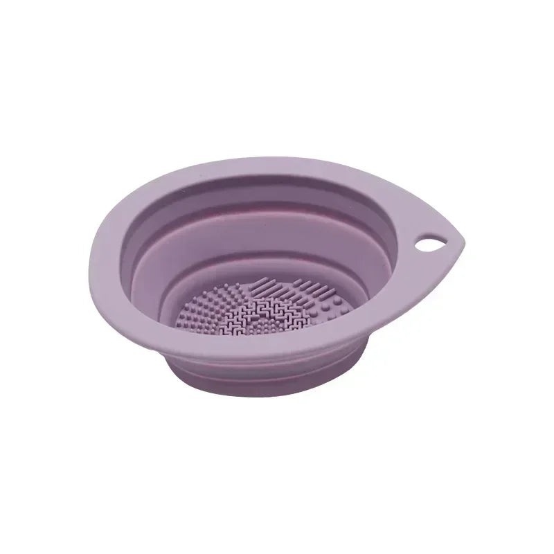 Nova Glam Essentials electric brush cleaner washing 5 brushes simultaneously in clear bowl