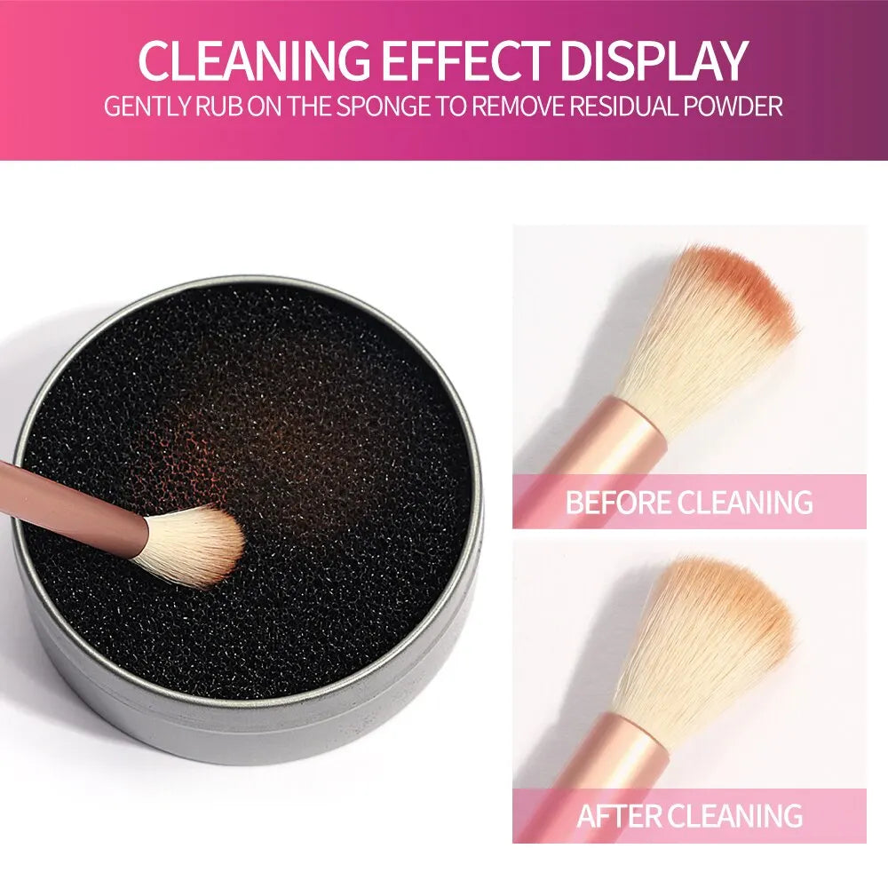 Nova Glam Essentials Portable Makeup Brush Cleaner Sponge – Quick-Dry Color Removal Case for Eyeshadow & Cosmetic Brushes