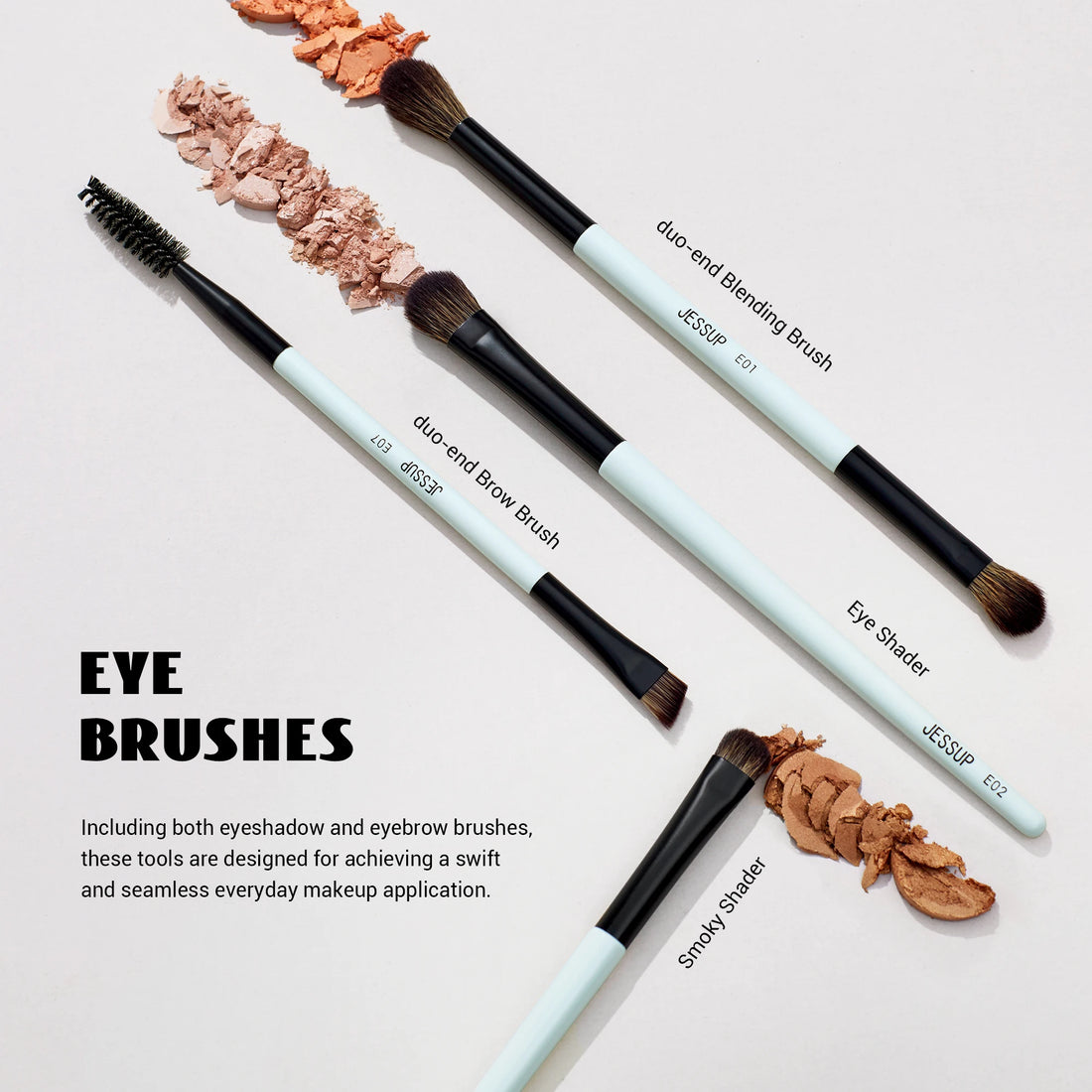 Nova Glam Essentials Double-Sided Brush Set – Bright Cyan Vegan Brushes for Multi-Use Makeup