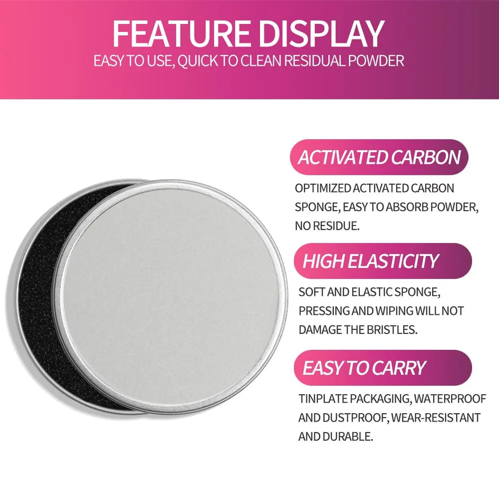 Nova Glam Essentials Portable Makeup Brush Cleaner Sponge – Quick-Dry Color Removal Case for Eyeshadow & Cosmetic Brushes